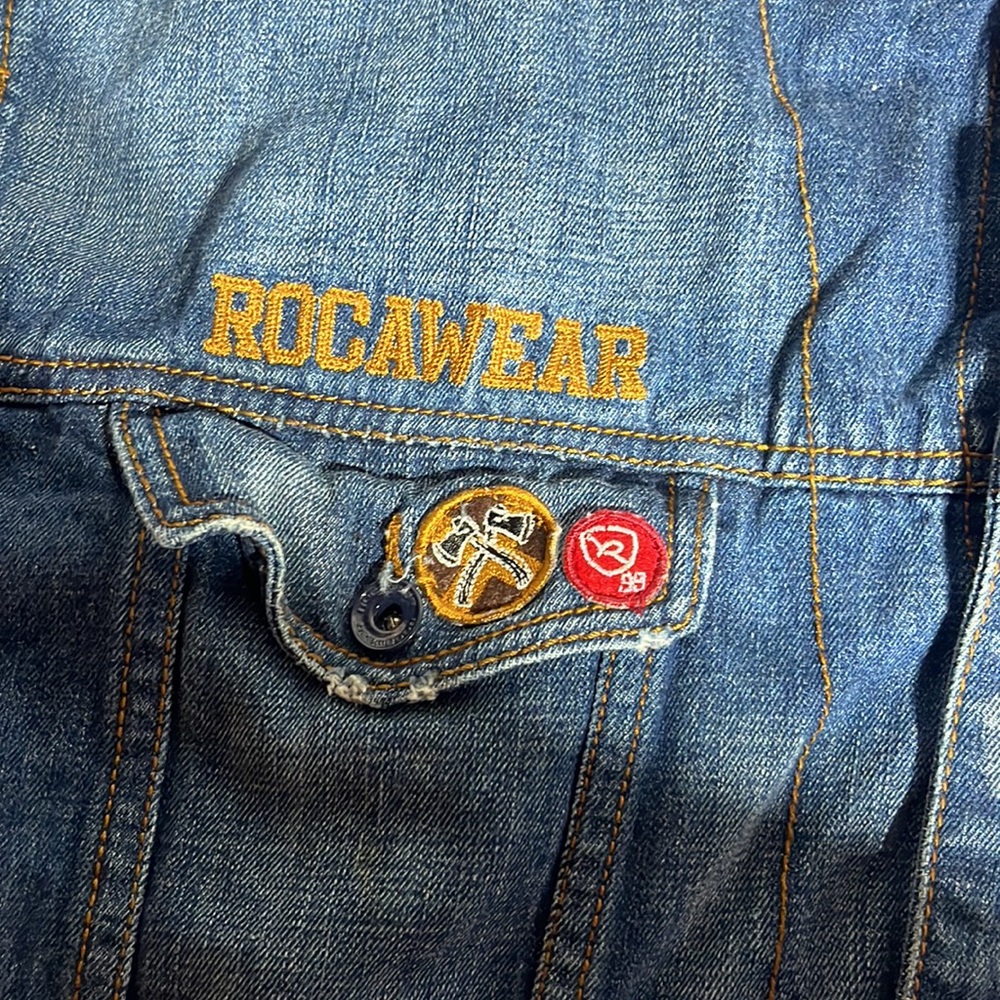 Rocawear Blue Denim Trench Coat - Picture 5 of 9